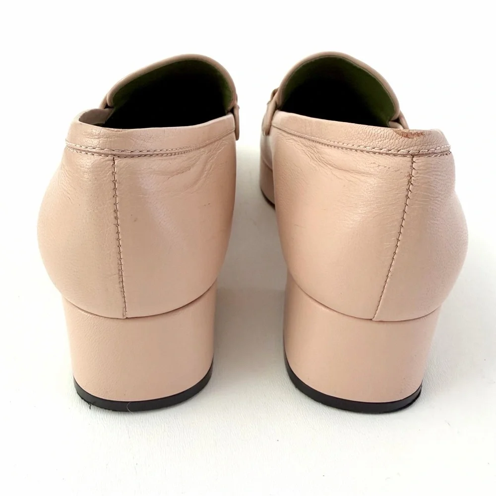 GUCCI || Houdan Blush‎ Leather Horsebit Loafer Pumps Block Heel EU 40.5